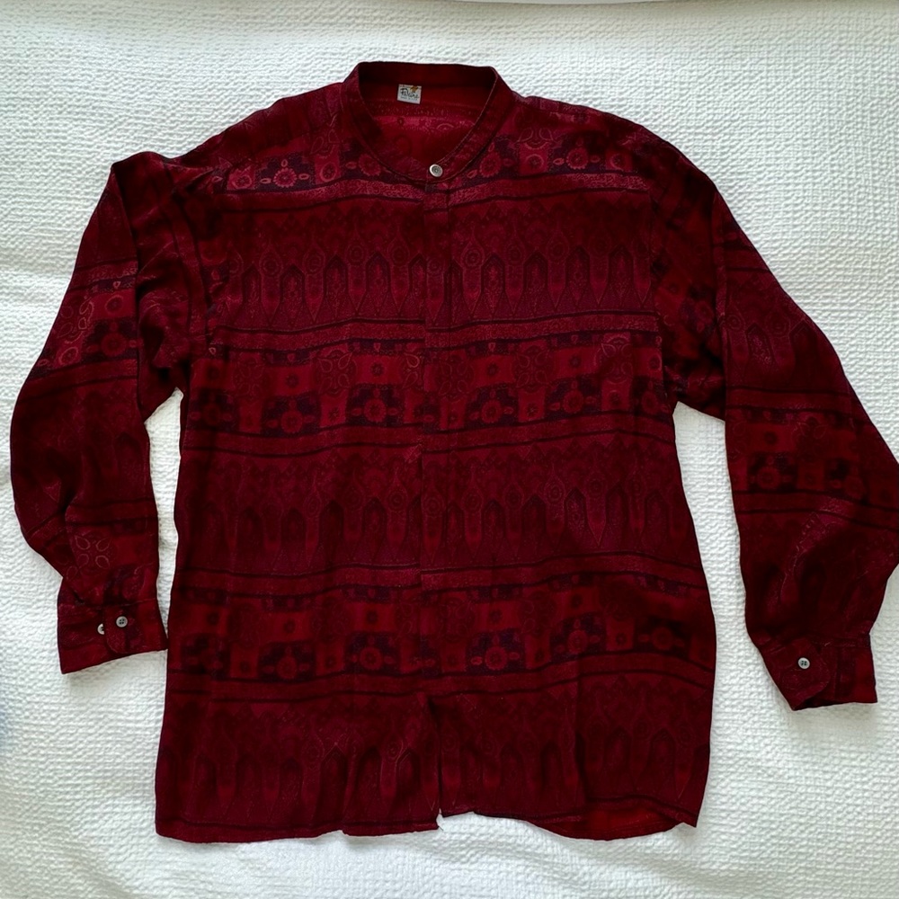 Vintage silk unisex blouse made in the USA
